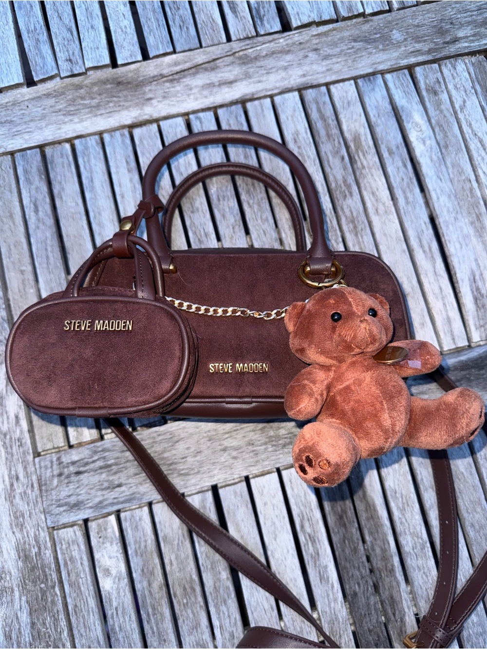 Steve Madden Brown Small Crossbody Purse with Charms
